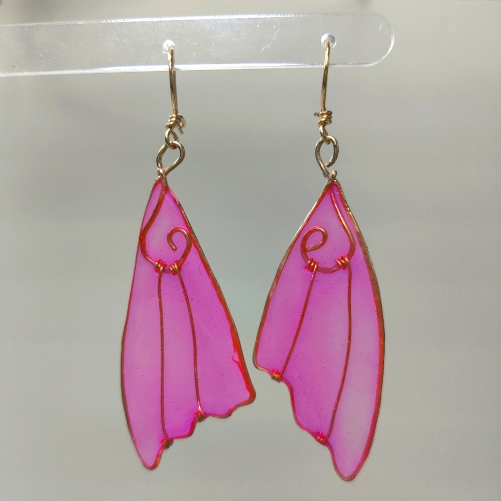 Wire Wrapped Cicada Wing Earrings